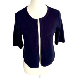 Croft & Barrow Navy Open Front Short Sleeve Cropped Bolero Cardigan Size Small
